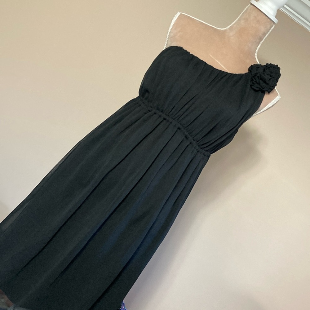 Merona Black Ruched Embellished One Shoulder Semi-formal Dress - size M